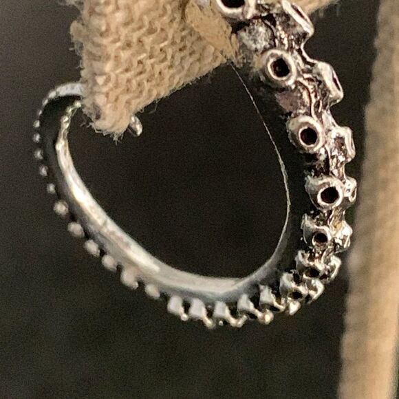 Silver Squid Tentacle Earrings - Seacore Nautical Kraken Octopus Marine Hoops - Picture 7 of 10